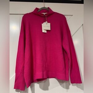 Chelsea & Theadore Hot pink Sweater Dolman Sleeve Low Cowl L NWT